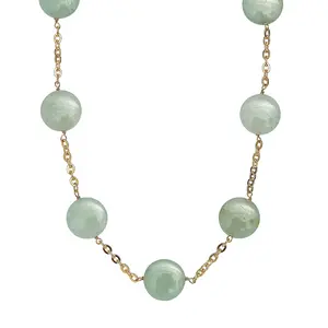 Beaded Necklace 24-26 Inches in ION Plated Gold Stainless Steel