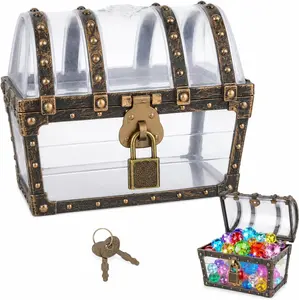 5.11In Kids Mini Plastic Treasure Chest Prize Box, Ideal for Party Favors Decoration and Jewelry Storage
