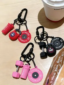 Sporty Fitness Series Keychain With High-Quality Mini Dumbbells, Kettlebells, And Barbell Plate Charms For Bags. Detachable Diy Packaging Accessories For Sports And Fitness. A Fashionable Accessory For Going Out, Athletic Keychain