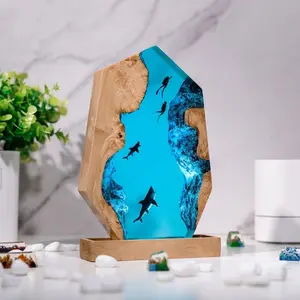 Decorative Table Figurines - With LED Light Inside-  Ocean Resin Art - Personalized Gift