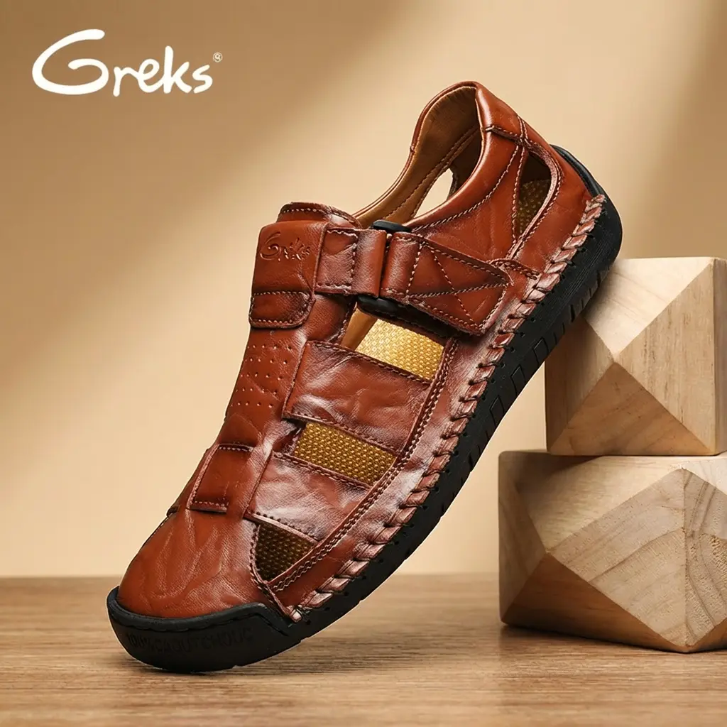 GREKS Men's Fisherman Sandals Closed Toe Summer Outdoor Shoes Casual Breathable Beach Walking Sandals with Adjustable Strap Non-Slip Rubber Sole