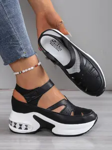 Women's Sporty Velcro Design Platform, Casual Comfortable Breathable Sandals for Outdoor Sports, All-match Platform Sandals for Daily Wear, Fashionable Breathable Sandals