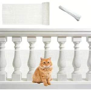 Plastic Wire Mesh Fence, Balcony Fence for  and Pets, Safety Fence, Stair Protector, Poultry, Garden, Tree Support, Durable Material, Free Zip Ties (White, 15.7'' x 10')