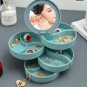 360-Degree Rotating Jewelry Box Organizer, Multi-Tier Storage Organization Box with Compartments for Earrings, Rings, Necklaces & Accessories, Ideal Gifts for Women