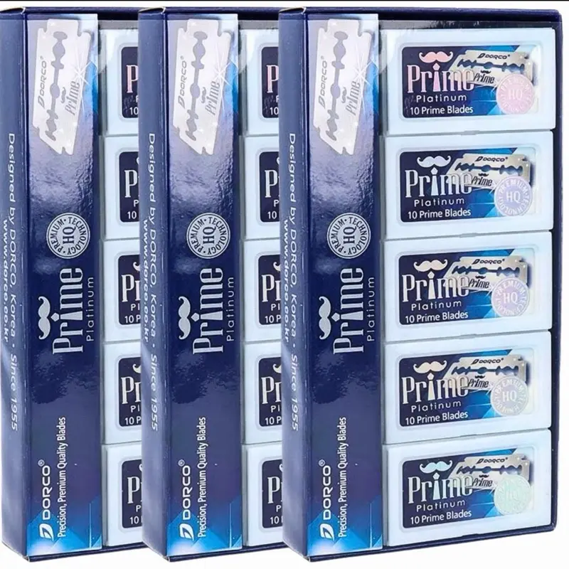 Dorco Prime Platinum Double Edge Razor Blades, Blue STP301 Model, 300 Total Blades (3 Packs of 100)