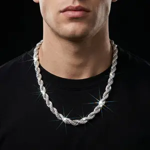 MaxBling81 Men's Cubic Zirconia Iced Jewelry Set - 10mm 8.5" Rope Bracelet, 18"-20"-24" Gold/Silver Plated Cuban Link Chain for Mens, Luxury Hip Hop Daily Accessory, Ice Necklaces
