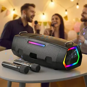 Portable  Karaoke Machine - 60W  Speaker with 2  Microphones, RGB Lights, Lightweight with  Strap,  for Adults & ,  & Outdoor Party