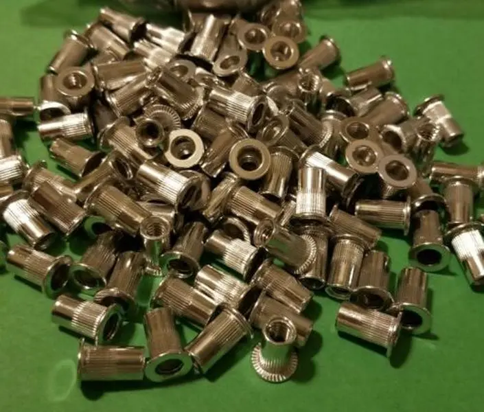 100-Pack Surface-Finished Fiberglass Aluminum Rivet Nutserts, Large Flange, Knurled Body, #10-24 UNC Open End, 0.275" Diameter, 0.5" Length Rivets & Exposed Fastener Inserts, Multiple Materials Steel/Plastic/Fiberglass Plain Industrial Mechanical Hardware