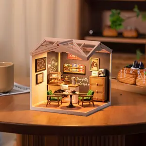Rolife DIY Miniature House Kit with Furnitures Tiny Cafe Store Making Kit Creative Gifts for Teens Adults Home Decor