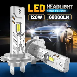 2pcs H7 H4 H1 LED Lights for Car Headlight Bulb 68000LM Mini Wireless Auto Lamp +800% Bright Spotlights Automobile Headlamp LED Headlight Bulbs 12V Automotive Headlight Bulbs