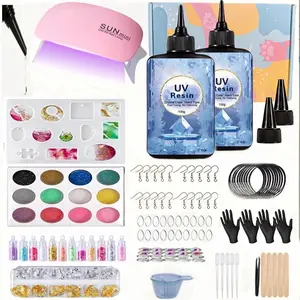UV Resin Jewelry Making Kit, 132 Pieces, Nail Art Set, Includes 200g UV Resin and LED Lamp, DIY Crafts, Keychains, Earrings, Holiday Gift, UV Resin Supplies
