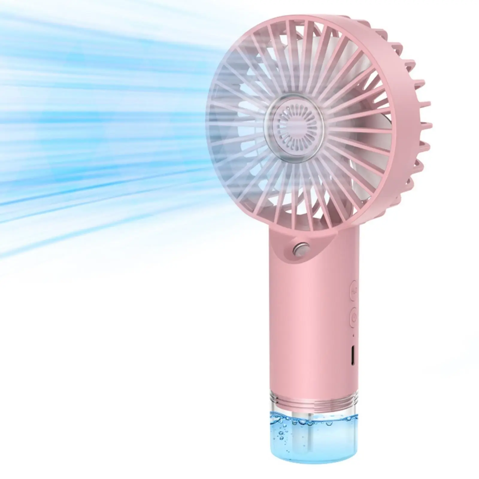 Portable Handheld Fan with Water Mist, Rechargeable Outdoor Misting Fan, Water Spray Fan, Powerful & Ultra Quiet Fan for Travel, Sleeping and Desk