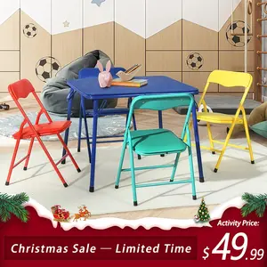【Christmas Gifts】Homy Casa Kids 5-Piece Folding Activity Table and Chair Set - Lightweight, Multi-Color, Perfect for Playrooms& Home Use Decor Multiple