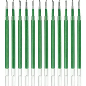 Gel Pen Refills, 12 count 0.8mm Medium Point Glitter Coloring Gel Ink Pen Replace Refills for Retractable Click Pens Writing Drawing Doodling Office Study Classroom Supplies, Green