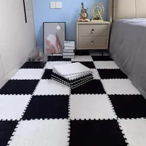 Velvet spliced mats for bedrooms, square educational foam floor mats, anti-slip bedside mats for living rooms, and cuttable DIY decorative floor mats, Home Decor Rug, Cozy Area Rug