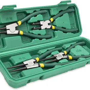 Portable 4Pc Pliers Set Internal & External Bending & Straight Heavy-Duty Disassembly Tool with Storage Box Metal Construction Retaining Ring Circlip Snap Hardware Hand Tools Kit Removal Ratchet car