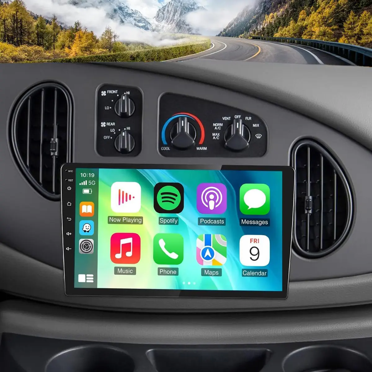 10.1" Double Din Android Car Video Player for Ford E-250/E-350 Super Duty 1998-2008, 4+64GB Touchscreen Radio with Wireless CarPlay, Wired CarPlay, Android Auto, GPS, Bluetooth, HiFi, SWC, AHD Backup Camera