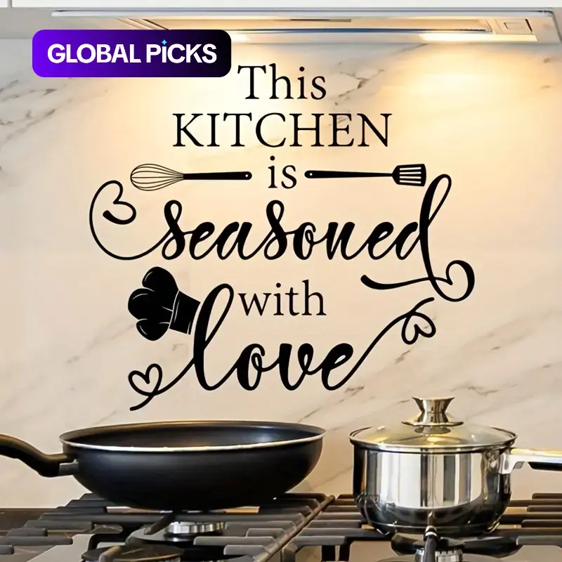 Kitchen Themed Self-Adhesive Wall Sticker, Kitchen Stickers, 1 Set Decorative Wall Decal for Home, Kitchen, Dining Room #GLOBAL PICKS