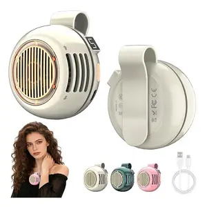 [2026 Upgraded] Portable Bladeless Waist Clip-On Fan, 5-Speed Cordless Rechargeable Wearable Fan with 360° Rotation, USB Port, Fast-Charging Lithium-Ion Battery for Outdoor Use