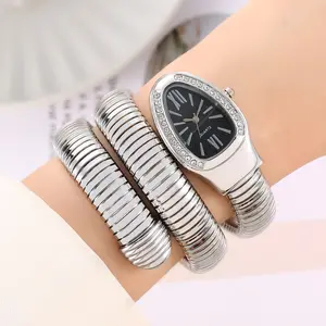 Serpentine luxury fashionable women's quartz watch: high-quality diamond inlaid wrist masterpiece, Elegant Quartz Watch