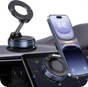 Upgraded Magnetic Car Phone Holder Unpowered Version 360° Rotatable Foldable Adjustable Vacuum Adsorption Mount No Noise for iPhone & Android