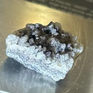 Natural Druzy Quartz Pocket with Dark Mineral Inclusions
