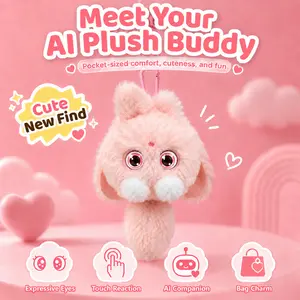 OKIVIVI Cute AI Plush Toy, Interactive Talking Stuffed Animal Bag Charm with Voice Chat & Touch-Reactive Feedback, AI Companion Pet Gift for Teen Girls, Women & Adults, Supports English & Spanish