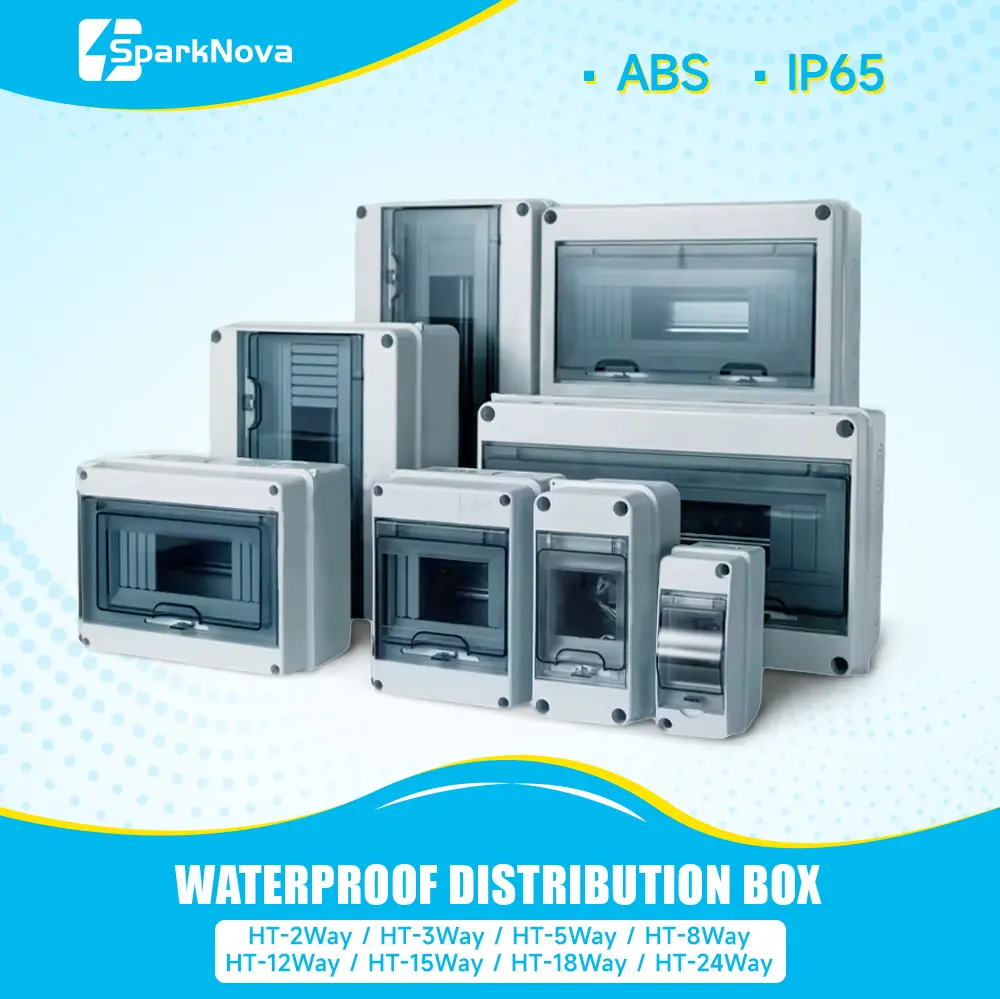 IP65 Waterproof Distribution Box  2/3/5/8/12/15/18/24WAY ABS Plastic Electrical Enclosure HT Series Junction Box