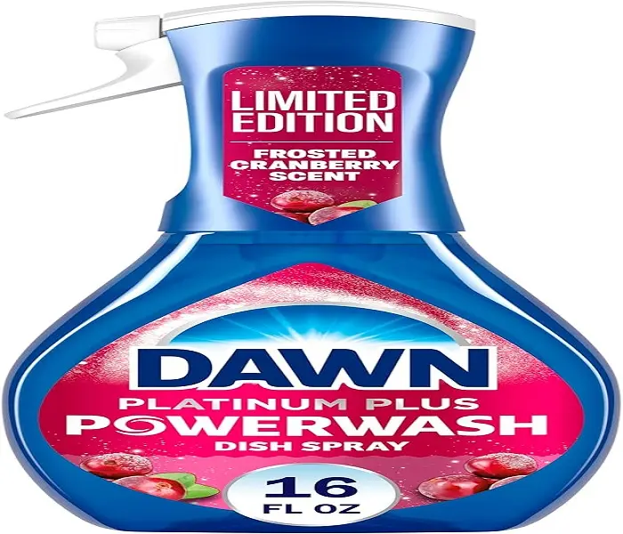 Dawn Platinum Plus Powerwash Household Dish Spray, Frosted Cranberry Limited Edition, 16 Fl Oz, 5X Faster Grease Cleaning, 3 Boosters, No Water Needed