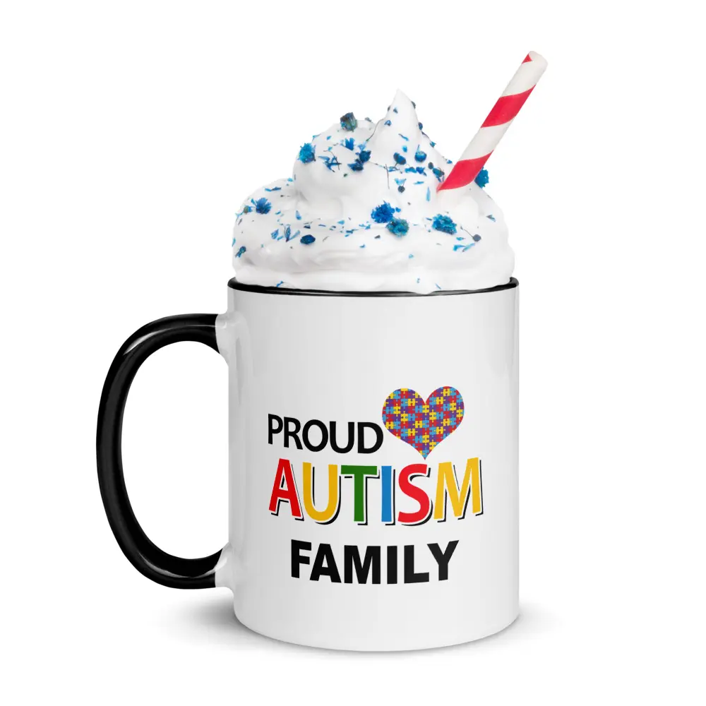 11oz Colorful Autism Awareness Ceramic Mug - Handle-Equipped, Reusable, Washable Interior Autism Family Kitchen Drinkware for Coffee, Tea