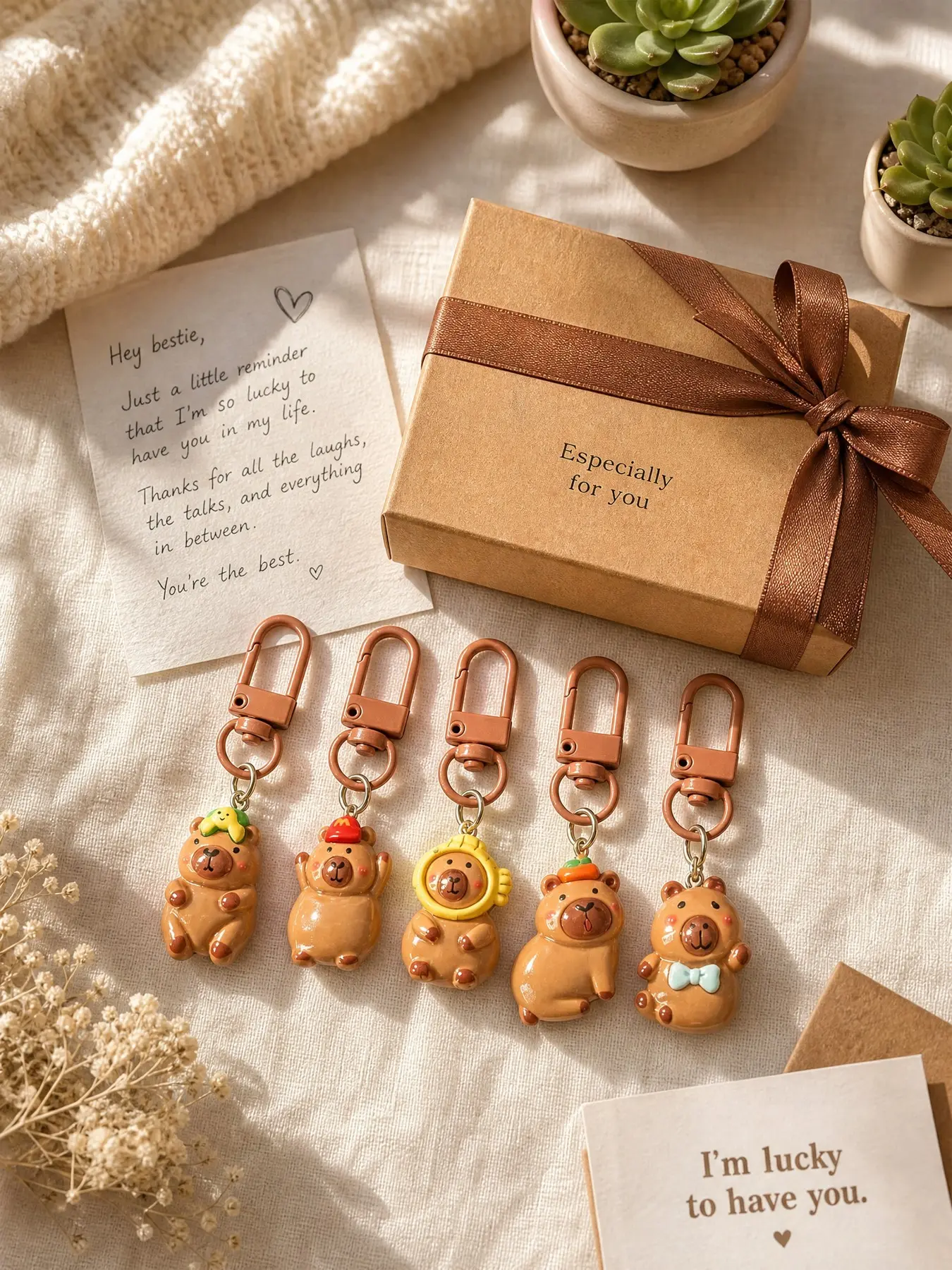 5 Piece Set Cute Mini Capybara Resin Keychain Charms, Keyring, Cartoon Healing Style, Carabiner, Backpack Wallet Key Decoration, Animals Keychain Decor