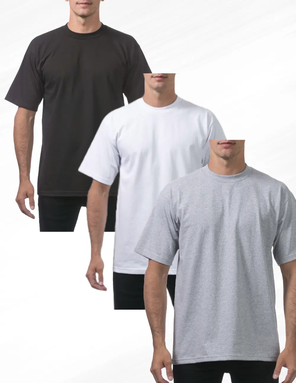 3 Shirts Pro Club Men's Heavyweight Short Sleeve Menswear Top  Tshirt CottonCrewneck Tee lain Shirts Classic Collar Original Pro Club (S to 5XL )