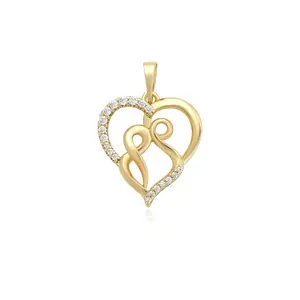 Solid 14k Gold Plated Open Heart Charm with Sparkling CZ