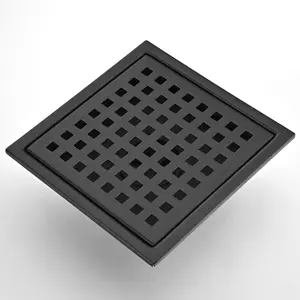 6 Inch Square Shower Floor Drain, 304 Stainless Steel Bathroom Drain with Removable Grate, Grid Design Fast Water Drainage Hair Strainer Floor Drain for Bathroom Kitchen Laundry Room Basement Garage Pool