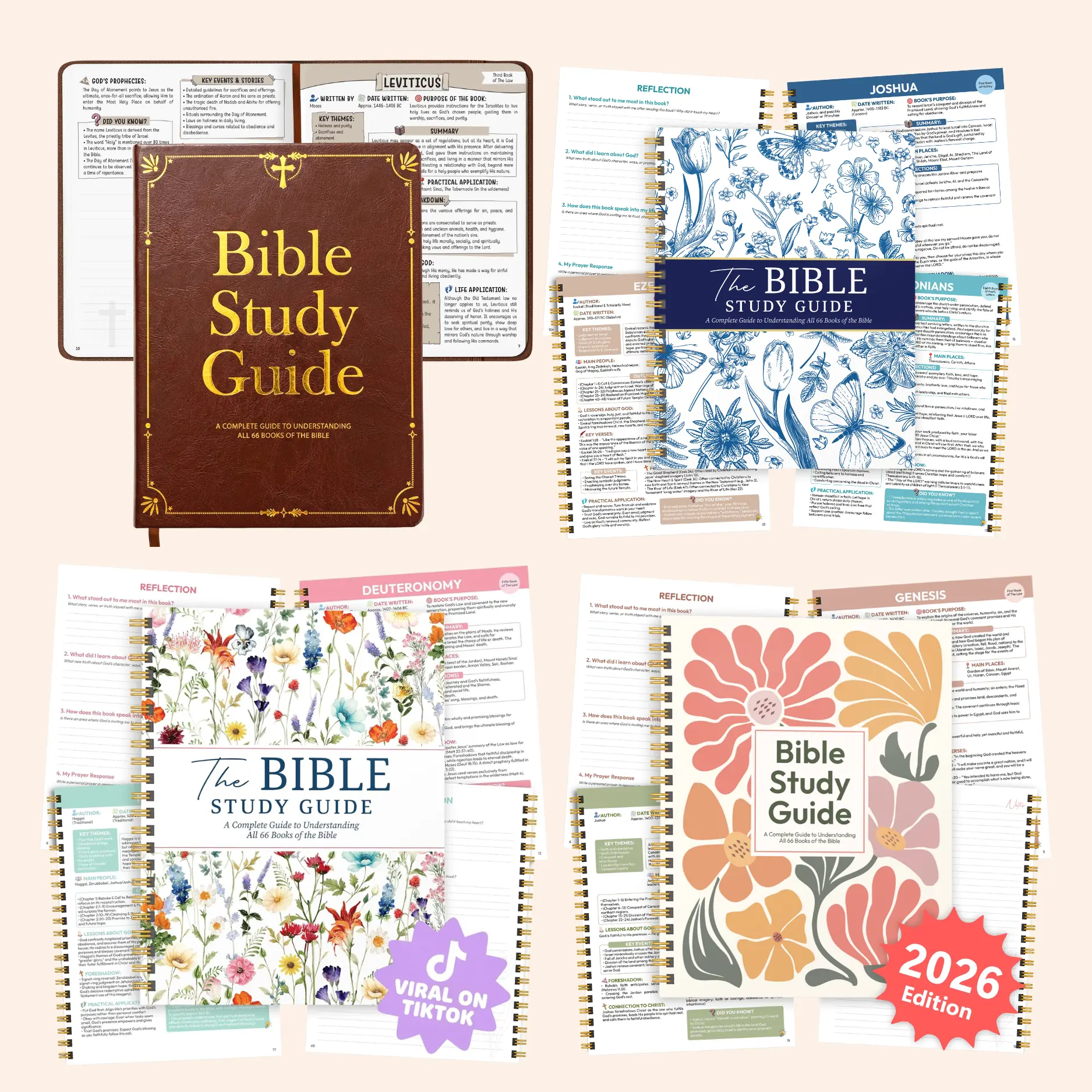 Bible Study Guide for Women & Men – Beginner-Friendly Study of All 66 Books with Life Application & Reflection Notes | Premium Lay-Flat Hardcover Devotional Journal Workbook