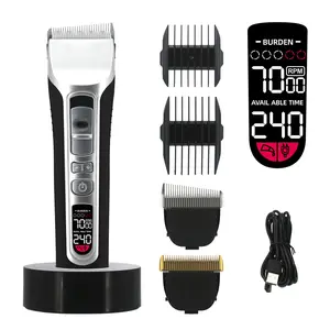 Professional Hair Clipper Titanium Ceramic Blade Hair Trimmer LCD Display Strong Power Salon Barber Hair Cutting Machine For Men