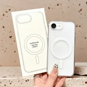 Phone Case: 3pcs [1 Phone Case with 2X Clear Screen Protectors]Acrylic Clear Transparent Magnetic Protective Case for iPhone 17E 16 14 15 13 12 Mini 11 Pro XS Max XR 7 8 Plus for Magsafe Wireless Charge Smartphone Hard Cover Accessories