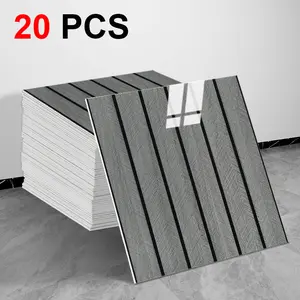 20pcs Waterproof Self-Adhesive Decorative Modern Wallpaper Panels, 30cmx30cm Removable Backing Imitation Tiles, Kitchen Bathroom Living Room Vinyl Wall Panels, Striped Wall Panel