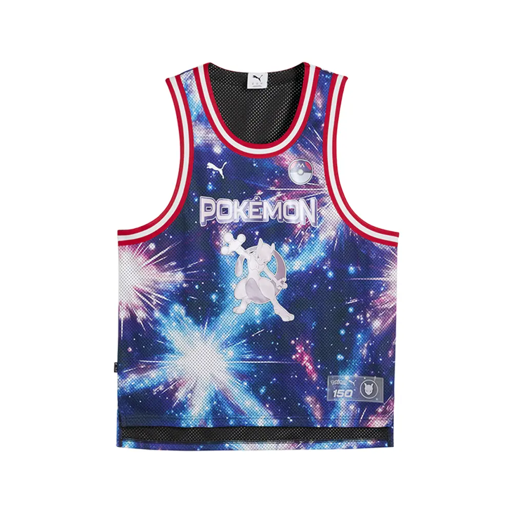 PUMA Mens X Pokémon Hoops Mewtwo Crew Neck Replica Jersey Casual - Blue