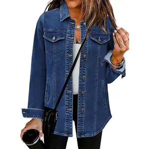 luvamia Jean Jackets for Women 2025 Fashion Denim Jacket Western Oversized Shacket Jacket Button Up with Pockets Casual Coats Outerwear Womenswear Fitted