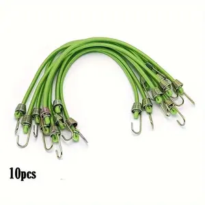 10pcs 10 Inch Bungee Cord High Elasticity Rubber Tied Rope With Hooks Outdoor Tent Assembly Camping Luggage Outdoor Accessories Camping Accessory