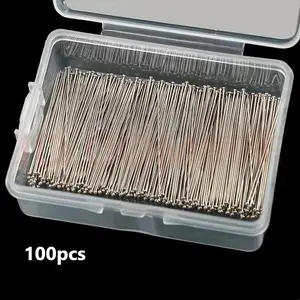 100pcsStainless Steel Straight Pins, Durable Fine Satin Pins for Jewelry Making, Sewing Crafts with Plastic Boxes, Sewing Accessories