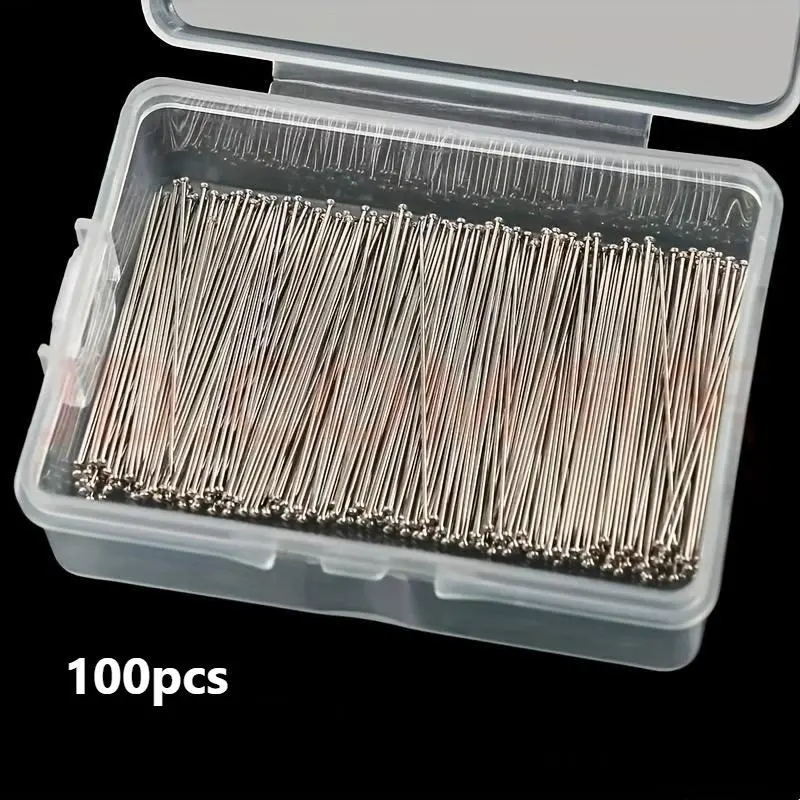 100pcsStainless Steel Straight Pins, Durable Fine Satin Pins for Jewelry Making, Sewing Crafts with Plastic Boxes, Sewing Accessories