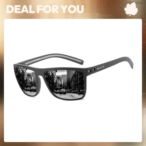 ZENOTTIC Men's Casual Polarized Sunglasses - TR90 Frame, Anti-Slip Memory Design, Anti-UV HD TAC Lenses, Lightweight, Driving Style Over Frame Fit, Black Contemporary Fashion Eyewear Accessories, Anti-Uv Men's Sunglasses