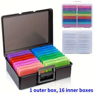 Photo storage box with photo case, portable storage organizer, suitable for storing pictures, stickers, and various photos