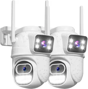 6MP Dual Lens WiFi Security Camera Outdoor Wireless, Plug-in 360 Security Camera, Human Auto Tracking, AI Motion Detection, Color Night Vision, No Monthly Fees, Works with Alexa, 2.4G WiFi