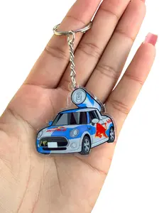 Mini Cooper Red Bull Keychain, Acrylic Cartooned Bag Clip