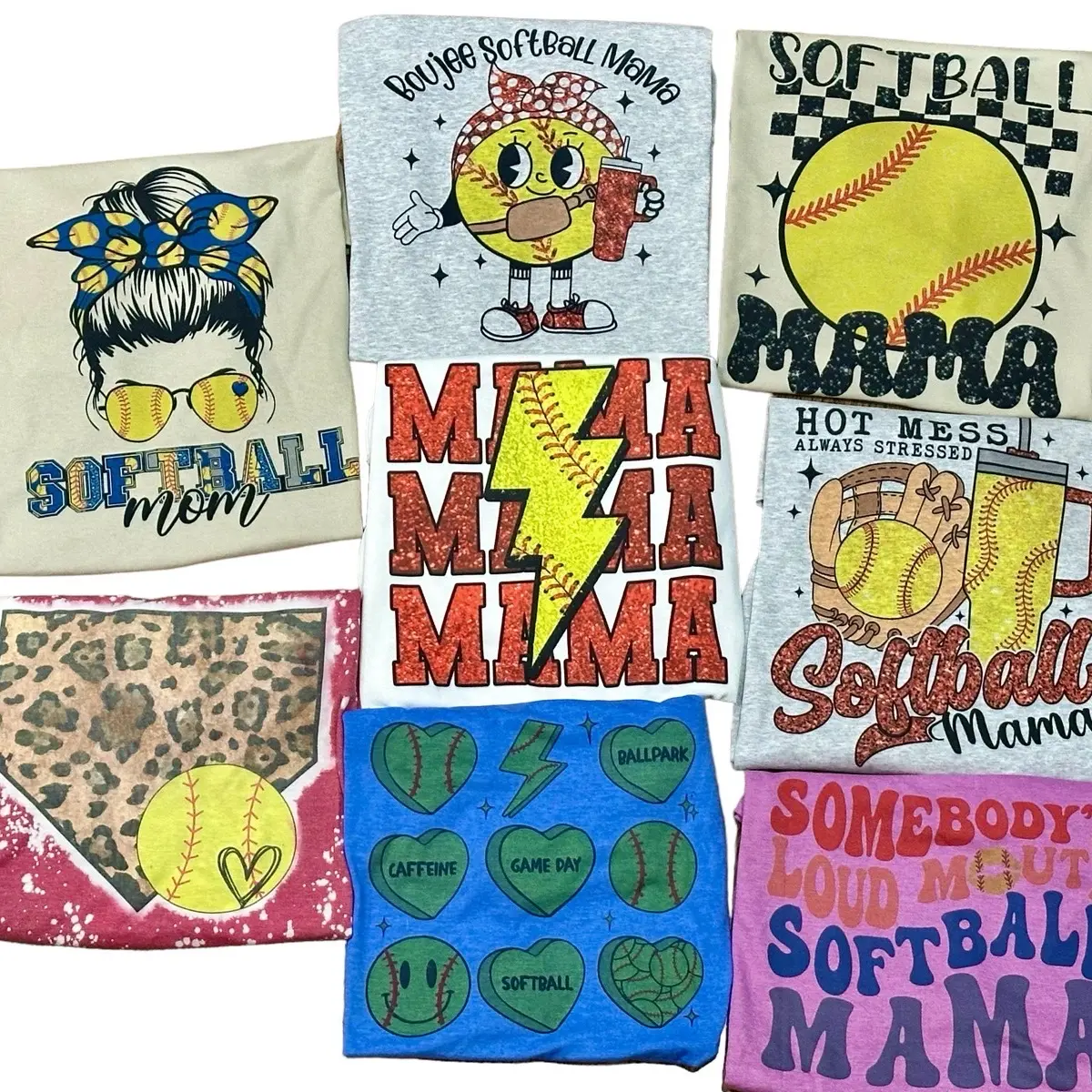 2 Mystery tee shirt Softball Mom Mama Tee Top Womenswear Comfort Shortsleeve Summer Lady Comfortable Unisex Sizing Casual Style