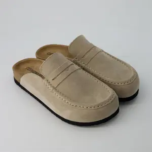 Cushionaire Fondu Genuine Leather Penny Clogs for Women - Soft and Comfortable Genuine Leather Slip On Loafer Mules with Penny Strap Accent and Memory Foam Footbed