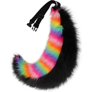 BY-F Faux Fur Animal Fox Wolf Tail Fursuit Furry Handmade Fluffy Plush Cosplay Costume Accessories Halloween Party